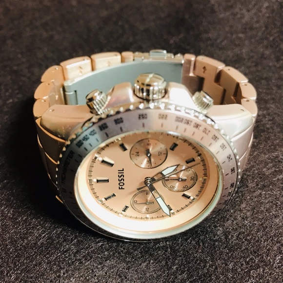 Modern Courier Chronograph Rose Gold-Tone Fossil Stainless Steel Watch - Picture 5 of 6